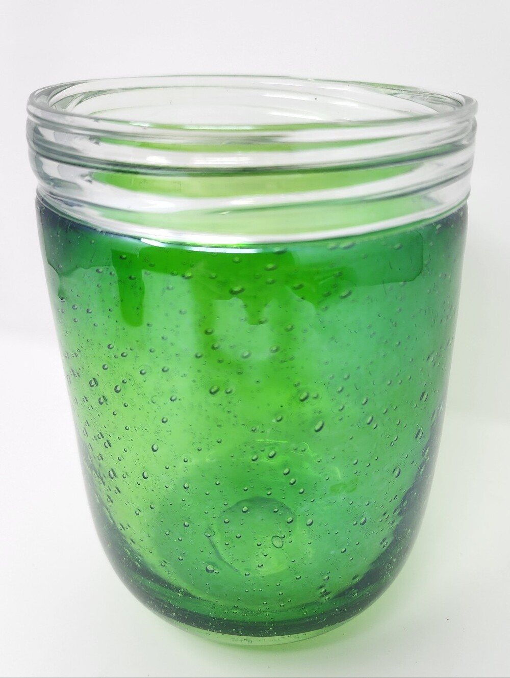 Handblown Green Mason Jar Shaped Art Glass Vase - Picture 2 of 8